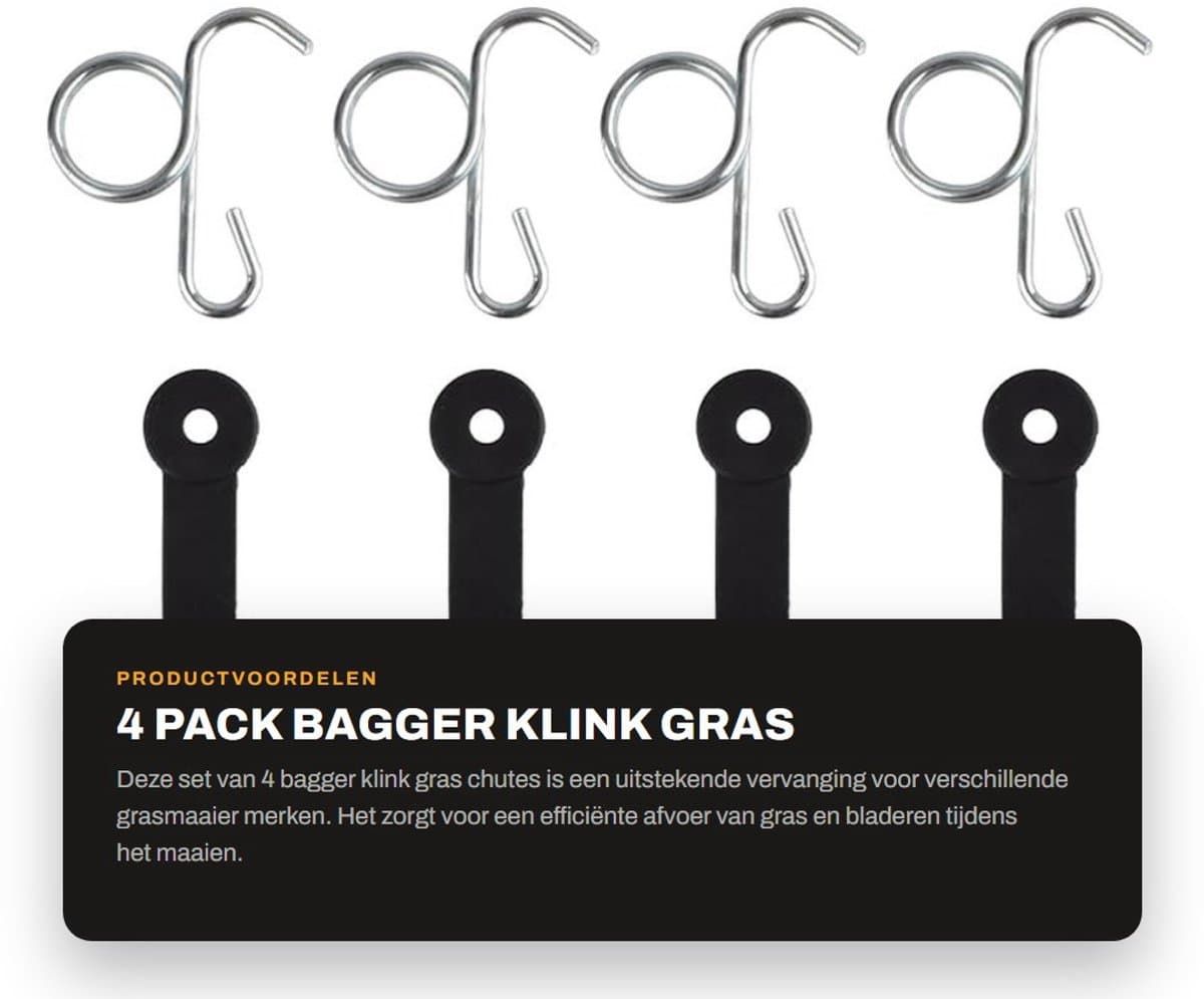 Dailygoods- Grasklep 4x Vergrendeling - 4x Haak - Vervanging voor Husqvarna - Onderdeelnummer 532160793 - Geschikt voor 42"/46" Dekken - Compatibel met Diverse Modellen — afbeelding 1