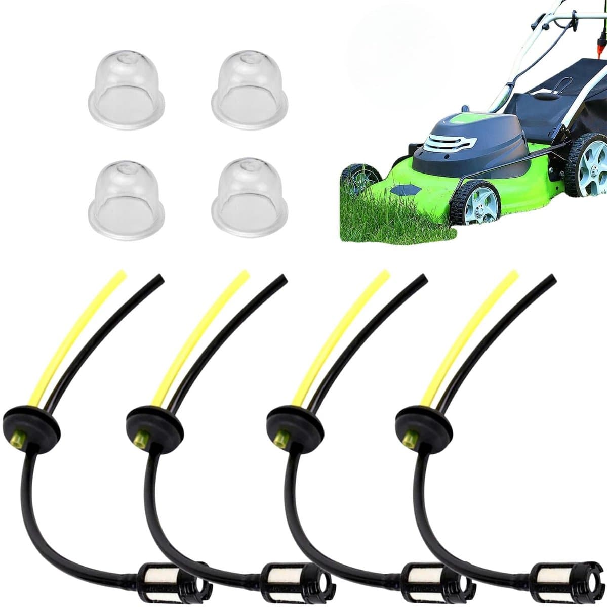 Dailygoods- Brandstoffilter Set 4 Stuks - Brandstofslang 27.5 cm - Brandstofslang 15 cm - Universele Onderdelen - Hoogwaardige ABS/Rubber - Geschikt voor 18 mm Motoren — afbeelding 1