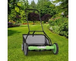 Handgrasmaaier - Gazonmaaier Reelmaaier - Gazon Onderhouden - Scherpe Mangaanstalen Bladen - 50.8 cm Snijbreedte - Groen Zwart
