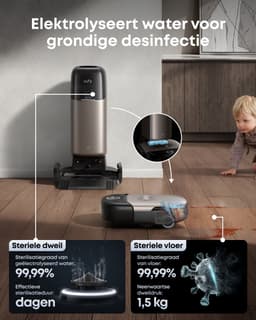 eufy S2 Nieuw 2026 Stofzuiger- en Dweilrobot HydroJet, 30kPa AeroTurbo™ 2.0-Zuigkracht, Vloerreinigingssysteem 2.0, EcoClean™ Elektrolyse, Randreiniging, Haarvrije DuoSpiral™ Borstels, 12-in-1 UniClean™ Station — thumbnail 6