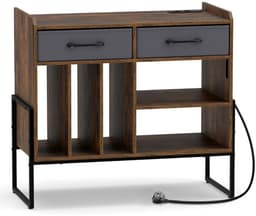 Platenspeler Meubel - LP-kast - Platenspelerkast - Draaitafelstandaard - Platenspelerstandaard - Vintage Displayplank - Bruin — thumbnail 3