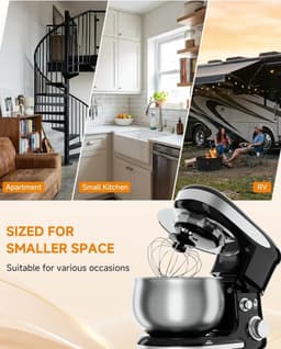 Swiss Haus® KM2305 Keukenmachine - 1300W Keukenrobot – 5L RVS Mengkom – Keukenmixer met 6 Snelheden + Pulse – met Deeghaak & Garde – Zwart — thumbnail 4