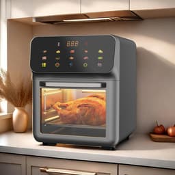 Luchtfriteuse Oven - Heteluchtfriteuse Combinatie - Gezond Koken - Dubbele Temperatuurzone - 15L - Zwart — thumbnail 4