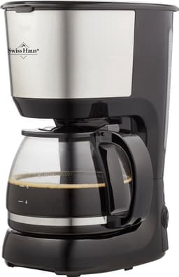 Swiss Haus® CM2212 Koffiezetapparaat – Filterkoffie - 1.25L Glazen Kan – 750W – Anti-Drup – Herbruikbaar Filter – Warmhoudfunctie – 10 Koppen - Zwart/RVS — thumbnail 1
