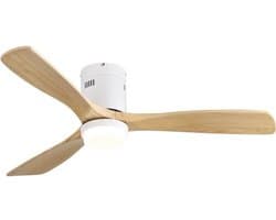 Plafondventilator Met Lamp - Stille ventilator - 3 ABS Bladen - Ø 52 inch - Dimbare lamp met 3 lichtstanden - 6 standen voor de windkracht - Met Afstandsbediening - LED's Light - Wit — afbeelding 1