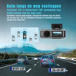 KAD® Dual Dashcam voor Auto - 4k Dashcam - Draadloos met Wi-Fi & App - Zwart - ‎ 4cm x 10cm x 5cm — thumbnail 3