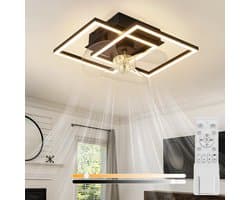 Glitzerlife - Plafond ventilator met verlichting - Stille plafondventilator - Dimbaar 3000-6500K - Nachtlichtmodus - Timerfunctie - Modern Metaal PC Ø34cm - Zwart — afbeelding 1