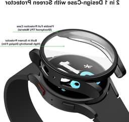 Pack van 3 Beschermhoezen voor Samsung Galaxy Watch 4 en 5 - Ultra Dunne TPU Volledige Bescherming met Beschermfolie - Zwart — thumbnail 5