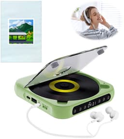 Bluetooth CD-speler - Draagbare CD-speler - Hi-Fi Geluidskwaliteit - 2000mAh Oplaadbare Batterij - 6 Uur Speeltijd - 2.4GHz Bluetooth - Met Anti-schok Technologie - Lichtgewicht 280g - Groente — thumbnail 1