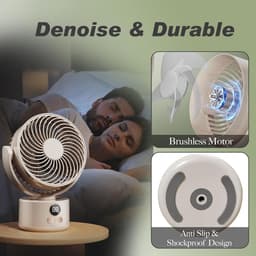 VHV - Ventilator - Tafelventilator - Mini ventilator - Oplaadbare bureauventilator - Stille tafelventilator - Met USB-aansluiting - Kleine ventilator voor de slaapkamer - Oscillerende - Voor langdurig gebruik - Groen — thumbnail 5