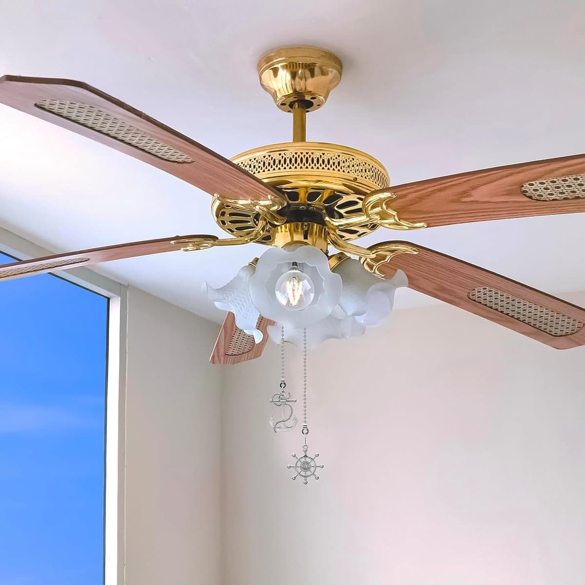 Trekketting Ventilator - Lamp Ketting - Plafond Verfraaien - Decoratieve Hanger - 31 cm - Zilver — afbeelding 1