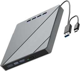 Externe Schijf - Lezer Brander - Data Archiveren - USB 3.0 Snelheid - 7-in-1 - Zilver — thumbnail 4