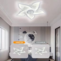 5 Lotus Ventilator - Bedienbaar Met Afstandsbediening & APP - Wit - Plafondventilator - Plafonniere - 6 Standen - Moderne Lamp - ⌀ 69cm — thumbnail 3