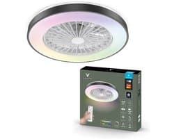 Varin® Plafondventilator met verlichting - Zwart - Tuya Wifi - LED 30W RGBW - Ø 50cm - Super stil - Afstandsbediening smart lamp - Plafondlamp slaapkamer - Plafonniere woonkamer - Plafondlampen - Plafond lamp - Verlichting kinderkamer - Ventilator — afbeelding 1