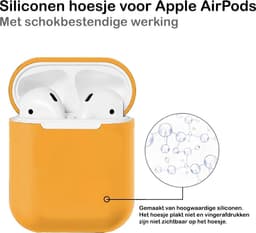 Hoesje - Geschikt voor Apple Airpods 2 - Siliconen Dun Met Clip - Case Cover - Silicone Hoes - Oranje — thumbnail 3