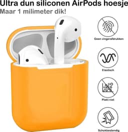 Hoesje - Geschikt voor Apple Airpods 2 - Siliconen Dun Met Clip - Case Cover - Silicone Hoes - Oranje — thumbnail 2