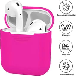Hoesje - Geschikt voor Apple Airpods 2 - Siliconen Hoes met Clip - Silicone Case Cover - Donkerroze — thumbnail 2