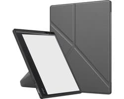 Hoes Geschikt voor Kobo Elipsa 2E - Luxe E-reader Trifold Case - Bescherm Hoesje Book Cover - Grijs
