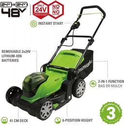 Greenworks G24X2LM41K4X - 48 VOLT (2X24 VOLT) ACCU MAAIER MET 2 ACCU'S EN OPLADER — thumbnail 2