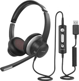 MPOW HC6 – Bedrade Computer Headset – USB & 3.5mm – Ruisonderdrukking – Zwart — thumbnail 1