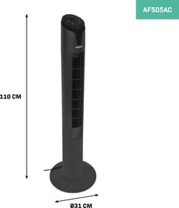 VONROC Luxe Ventilator - Torenventilator – hoogte 110 cm – Incl. afstandsbediening - 3 snelheden – zwenkfunctie - 15 uurs timer - zwart — thumbnail 4
