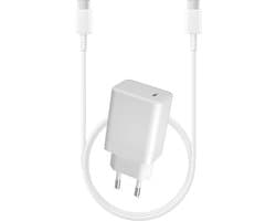 65W Snellader + Lange USB-C naar USB C Kabel - 2 Meter - Super Fast Charge 2.0 - Quick Charge 4.0 - Snellader - Wit - Geschikt voor iP15, Air, Pro, Laptop, GSM, Tablet, Telefoon, Mobiel