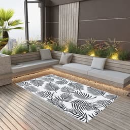 vidaXL - Buitenkleed - ARAKIL - 120x180 - cm - PP - wit - en - zwart — thumbnail 3