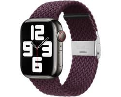 Strap-it nylon smartwatch bandje - geschikt voor Apple WatchSeries 1/2/3/4/5/6/7/8/9/10/11/SE/SE2/SE3/Ultra (2) - dark cherry - gevlochten bandje geschikt voor iWatch - maat: 44mm / 45mm / 46mm / 49mm