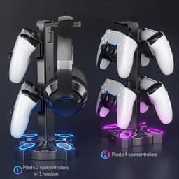 Intelectro Headset Stand / Controller Stand - Upgrade je Gaming Setup met de Ultieme RGB Gaming Koptelefoonhouder! - Verschillende Lichtmodi - Draaibaar - USB Opladen - Eenvoudige Installatie - Multipurpose - Zwart - Levering Sneller dan Aangegeven! — thumbnail 3