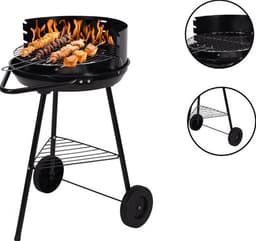 Barbecue - BBQ - Rond - Half open - Verrijdbaar - 41,5x70x41,5cm - Zwart grijs — thumbnail 1