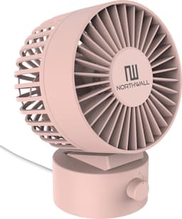 Northwall Mini USB Ventilator - Tafelventilator Roze - Stille Mini Fan - Retro Bureau Ventilator - Klein, Stil en Geruisloos - Dual Motoren - Kantelbaar - 2 Snelheden — thumbnail 1