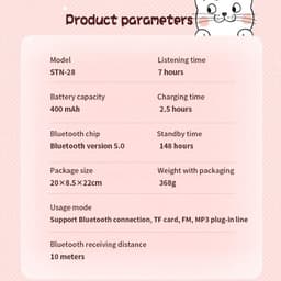 Cat Headphone - Roze - Bluetooth - Draadloze Over Ear Stereo Koptelefoon - Noise Reduction - Katten Oortjes - LED Verlichting — thumbnail 14