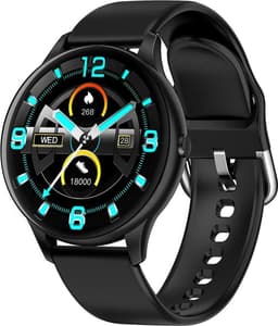 Belesy® Callisto - Smartwatch Dames – Smartwatch Heren - Horloge - Stappenteller - Kleurenscherm - Koortsmeter – Bloeddruk - Full Touch - Maak je eigen wijzerplaat - Zwart - Siliconen - Moederdag — thumbnail 1