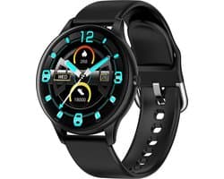 Belesy® Callisto - Smartwatch Dames – Smartwatch Heren - Horloge - Stappenteller - Kleurenscherm - Koortsmeter – Bloeddruk - Full Touch - Maak je eigen wijzerplaat - Zwart - Siliconen - Moederdag