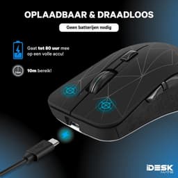 iDeskmate Oplaadbare Gaming Muis Draadloos - 7 Kleuren LED - Bluetooth - Game Muis — thumbnail 3