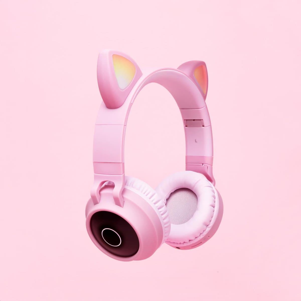 Kattenoortjes kinderkoptelefoon - Draadloze Bluetooth hoofdtelefoon - led kattenoortjes - roze — afbeelding 1