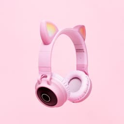 Kattenoortjes kinderkoptelefoon - Draadloze Bluetooth hoofdtelefoon - led kattenoortjes - roze — thumbnail 1