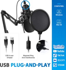 TRANSNECT® Studio Microfoon met arm – Gaming & Podcast – Microfoon voor pc — thumbnail 5