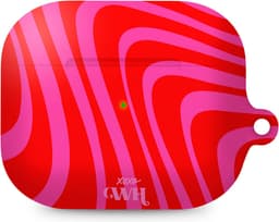 xoxo Wildhearts hoesje geschikt voor AirPods Pro 2 - Berry Much - Matte - Ook als telefoonhoesje verkrijgbaar - schokbestendige case - koptelefoon hoesje - Mat - Beschermhoes met golvende print - golven - Rood - Roze — thumbnail 1
