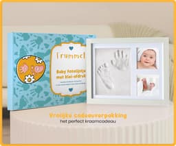 Frummel Baby Fotolijstje met Klei Afdruk (Gipsafdruk baby) - Beter dan gips afdruk - Klei Afdruk Baby Voet en Hand - Kraamcadeau Meisje / Kraamcadeau Jongen - Babyshower — thumbnail 2
