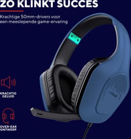 Trust GXT 415B Zirox - Bedrade Gaming Headset - voor PC, PS4, PS5, Xbox & Switch - Stereo - Blauw — thumbnail 2