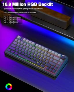 AULA F75 Pro - Draadloze Gaming Toetsenbord - Mechanisch - Zij Bedrukte toetsen - Gasket - Hot Swap - Tri mode - QWERTY Toetsenborden- 80 Keys - Zeerif zwart — thumbnail 8