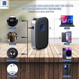 Heuts Goods - Bluetooth Receiver - BT 5.0 - 3.5MM AUX - Bluetooth Ontvanger - Handsfree Bellen - Bluetooth Audio Receiver - Bluetooth Auto via AUX — thumbnail 4