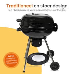 Goliving Houtskool Barbecue - Ø54 cm - Inclusief Accessoires - Houtskoolbarbecues op Wielen - XXL BBQ met Deksel - Rond - 65 x 89 cm - Zwart - Metaal — thumbnail 5