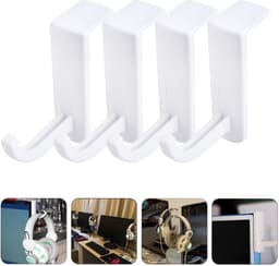 4 pack - Plastic hoofdtelefoonhouder - Koptelefoon Houder - Headset Houder - Rackstan daardhaak - voor computer Internetbar Bureau Kantoor -Monitor Houder - Zelfklevend(4-pack, Wit) — thumbnail 1