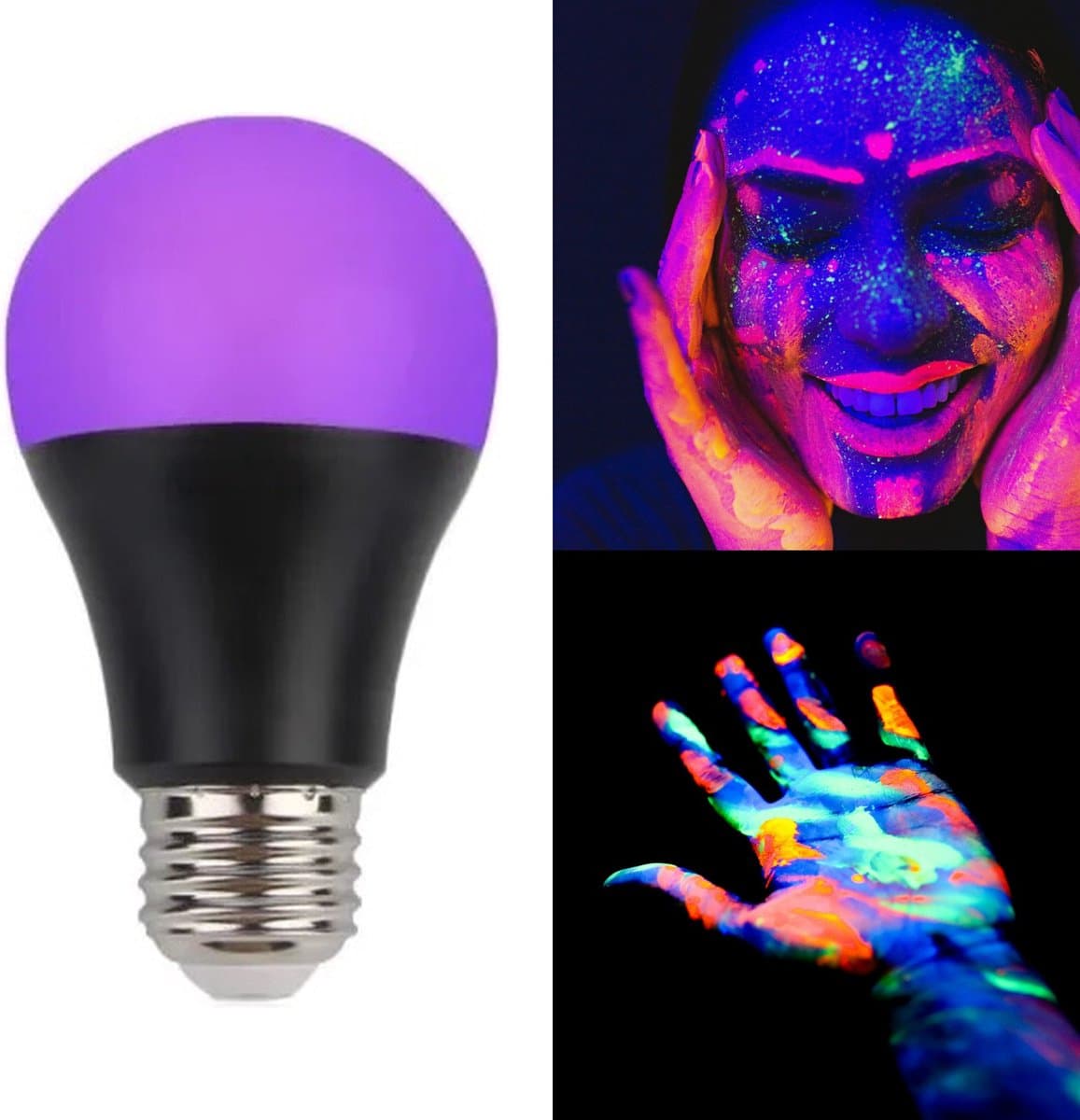 Blacklight UV Lamp 12W - E27 Fitting - Neon Verlichting - Glow in the Dark — afbeelding 1
