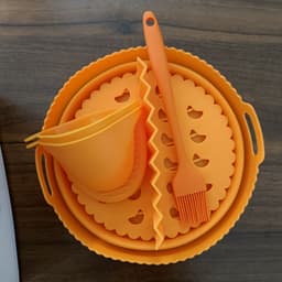 Airfryer accessoires set -Airfryer siliconen bakvorm -Airfryer kookgerei set -Airfryer inzet en scheidingswand -Siliconen airfryer kookgerei -Oranje — thumbnail 7