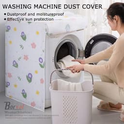 Borvat® - Wasmachine hoes - Wasmachine hoover - Wasmachine beschermer - Wasmachine overtrek - Waterdichte bescherming - Wasdroger beschermhoes - S-62 x 60 x 83 cm - gelukkige oceaan — thumbnail 4