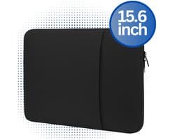 RENALUX - Laptophoes 15.6 inch - Laptop Hoes 15.6 inch - Schokbestendig - Krasbestendig - Spatwaterdicht - Inclusief Extra Opberg Vak voor Accessoires - Zwart