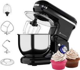 KitchenBrothers 1200W Keukenmachine - Keukenrobot - 5L - Mixer met Mengkom - BPA-vrij Keukenmixer - Zwart — thumbnail 1